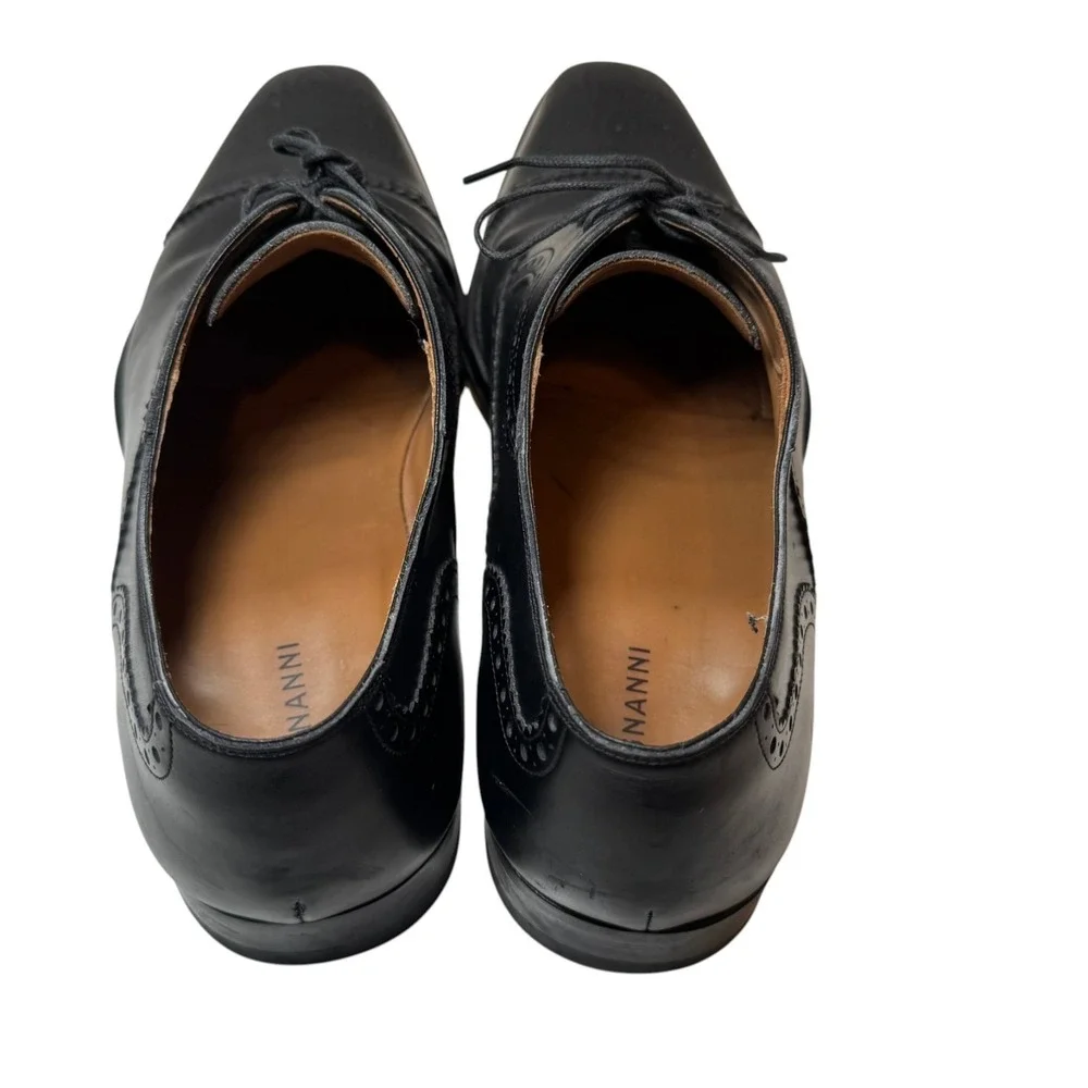 Magnanni Black Brogue Cap Toe Oxford Dress Shoes Medallion Men's 10.5 M